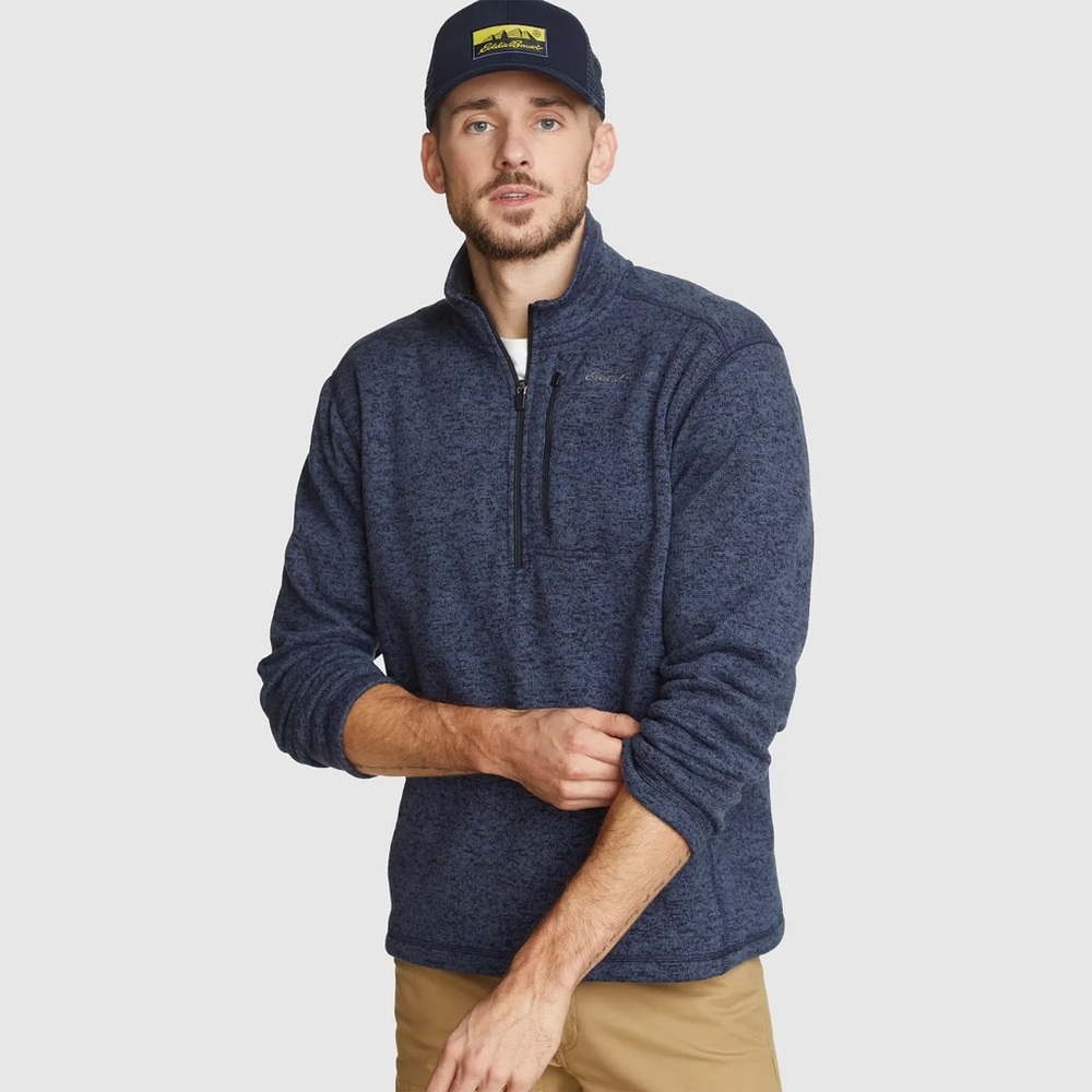 Eddie Bauer Mens Half-zip pullover Convector sweater fleece jacket XXL Blue 2XL
